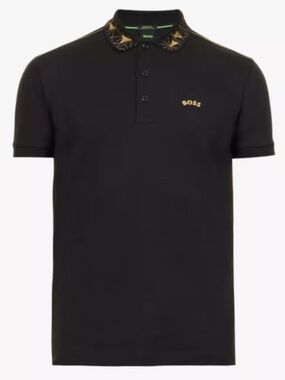 Men's - BOSS Logo-print embroidered-collar cotton-jersey polo shirt - Size XL